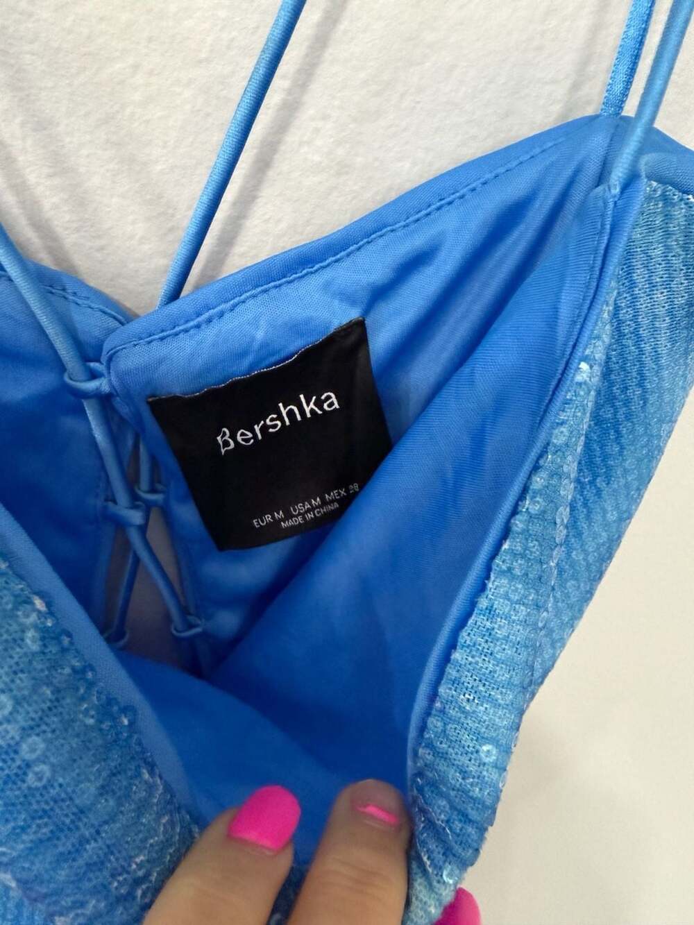 Bershka Sequin Water Print Multi-Strap Backless Mini Dress - Picture 3 of 6